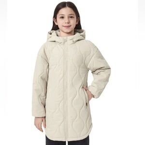 Mondetta Girls Beige quilted hooded Jacket Large 14/16